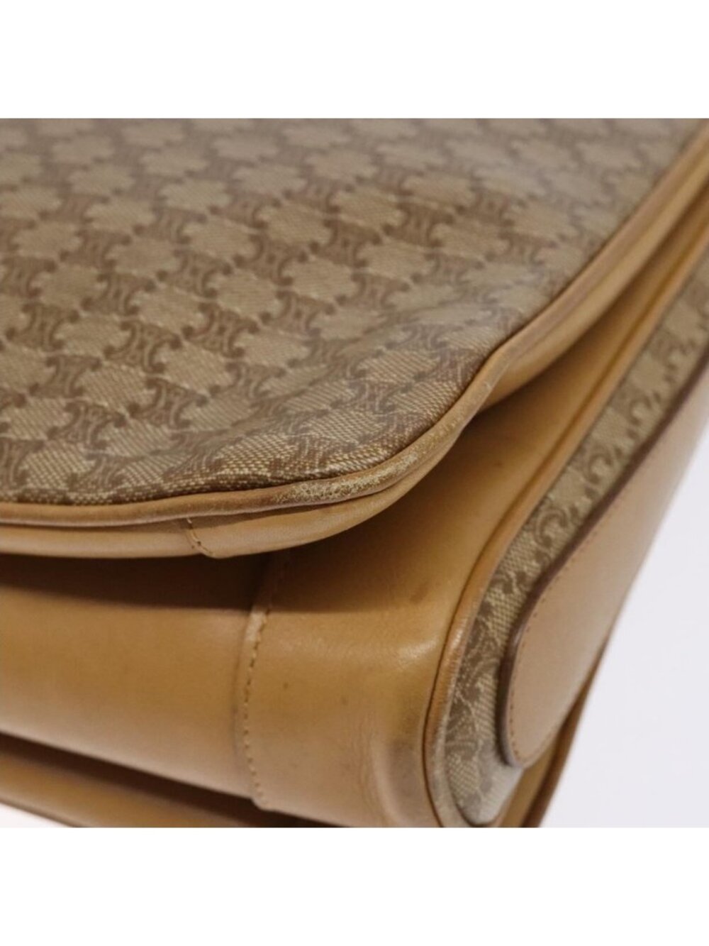 Authentic CELINE Macadam Canvas Shoulder Bag Beige Gold - Picture 4 of 16